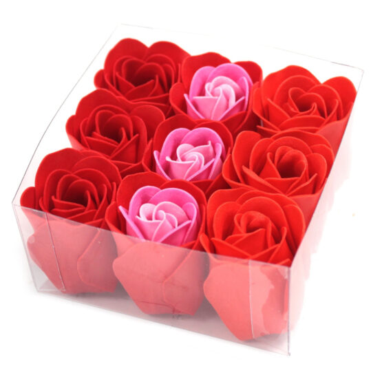 Conjunto 9 flores de sabão – Rosas Vermelhas