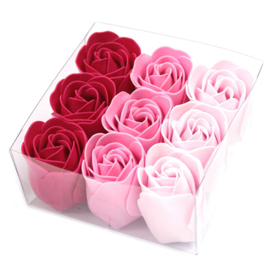 Conjunto de 9 flores de sabão – Rosas Cor de Rosa