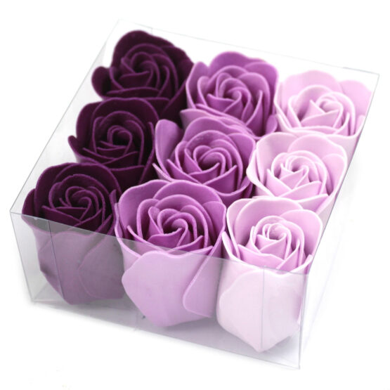Conjunto de 9 flores de sabão – Rosas Lavanda