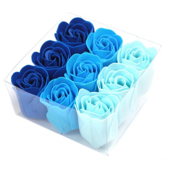 Conjunto de 9 flores de sabão – Rosas Azul