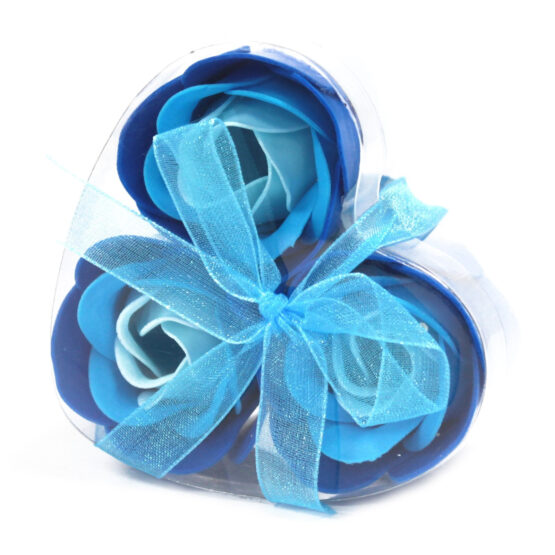 Conjunto 3 flores de sabão – Rosas Azuis