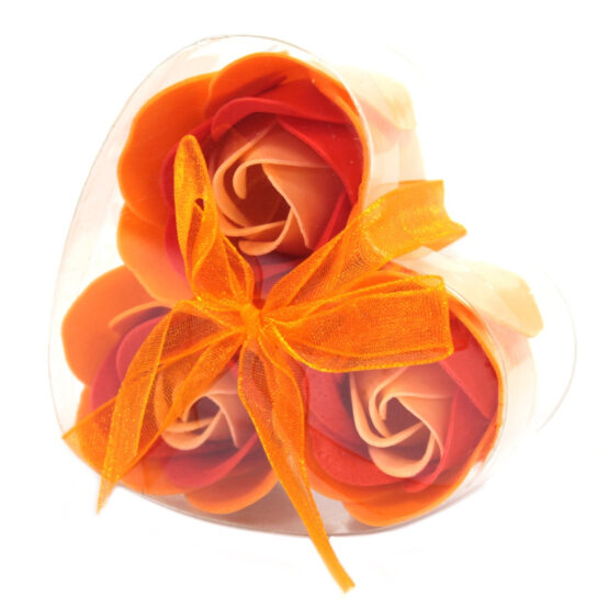 Conjunto 3 flores de sabão – Rosas Tons Laranja