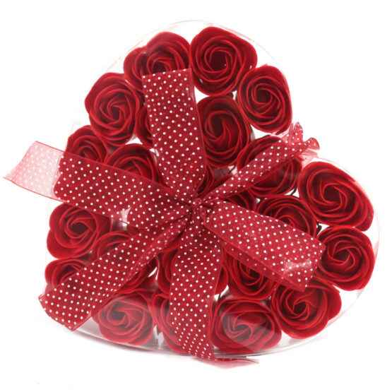 Conjunto de 24 flores de sabão – Rosas Vermelhas em coração